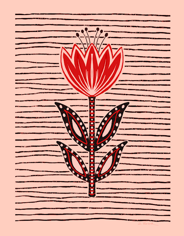 Red Tulip on Pink by Debbie Warnock