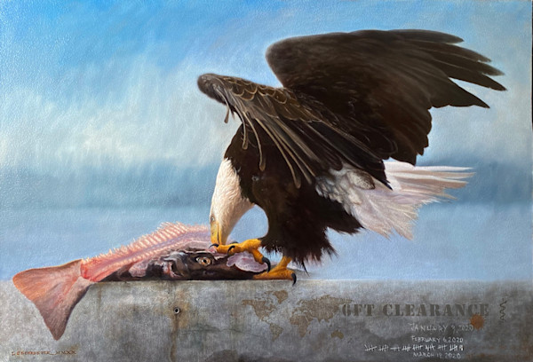 American Bald Eagle - A Tail of Two Fish by Linda J Schroeter