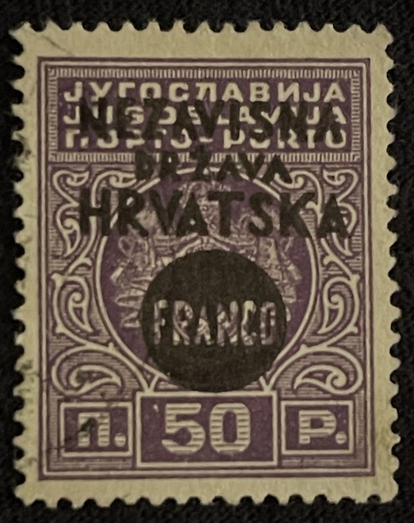 Croatia 26 Stamp (Yugoslavia J28 Overprinted)