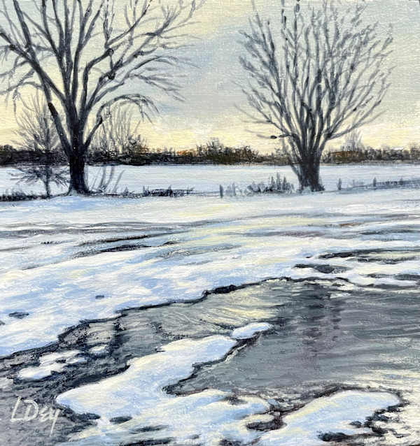 Farm Road Snow-Melt by Lorraine  Dey