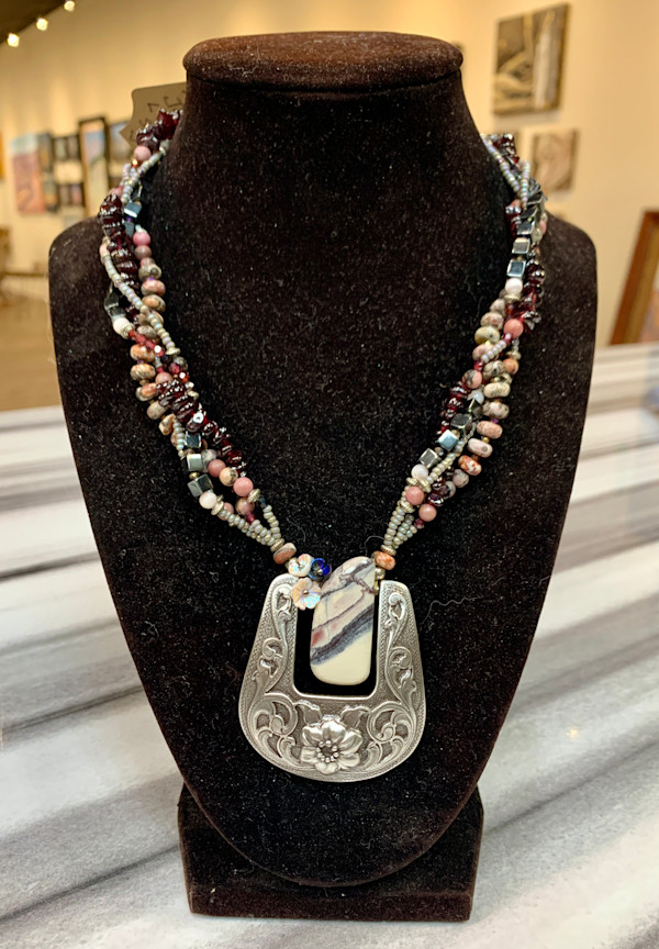 Zebra and Leopard Skin Jasper necklace by Connie Spurgeon, Image 1.