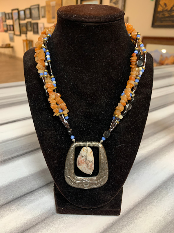 Mexican Crazy Lace and Carnelian Necklace by Connie Spurgeon, Image 1.