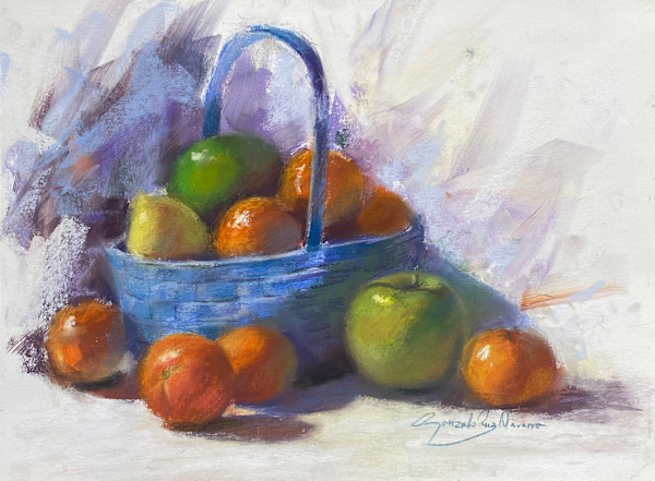 Blue Basket with Fruits by Gonzalo Ruiz Navarro, Image 1.