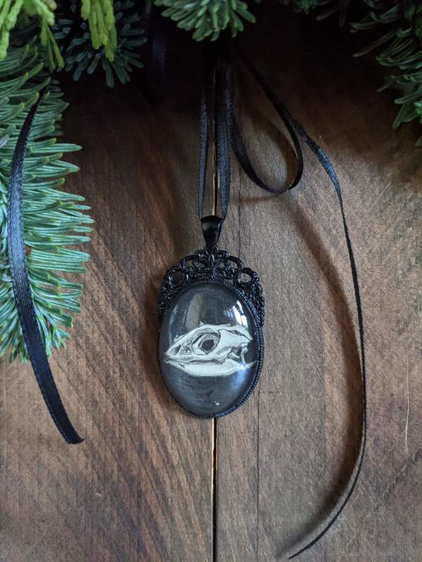 Bearded Dragon Skull - Black Metal & Glass Original Art Ornament by Layil Umbralux