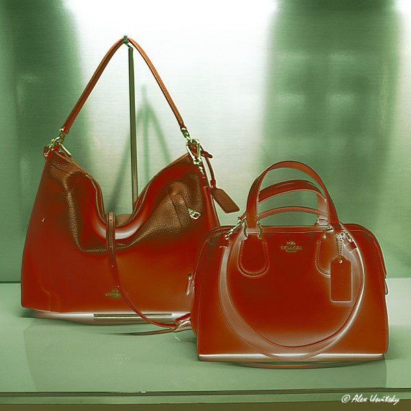 Red Purses in Green Light by Alex Usvitsky