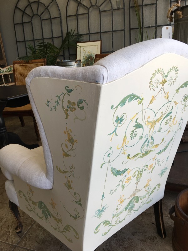 Furniture - Hand painted wingback chair by Ann A Blake