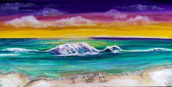 "Dolphin Joy Sunset" by Deborah J. Sutherlin