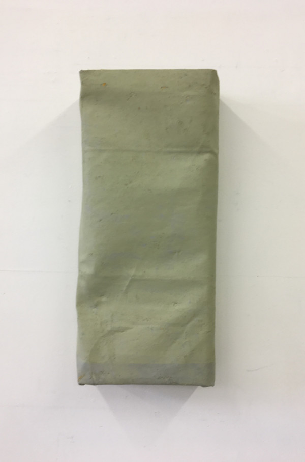 Folded-Over Painting (yellow-green gray) by Steve Riedell