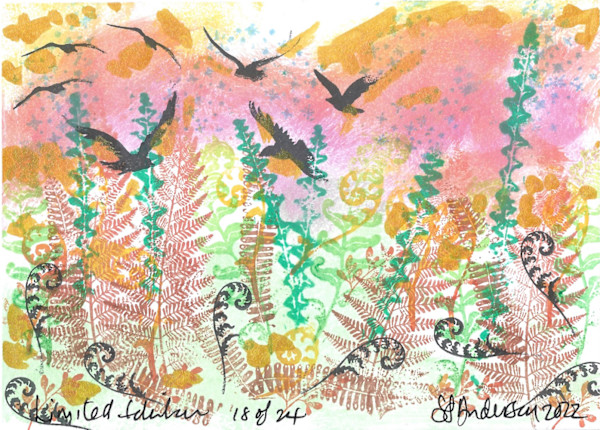 Crows in the Field at West Beach 18/24 by Samantha Jane Anderson