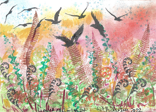 Crows in the Field at West Beach 1/24 by Samantha Jane Anderson