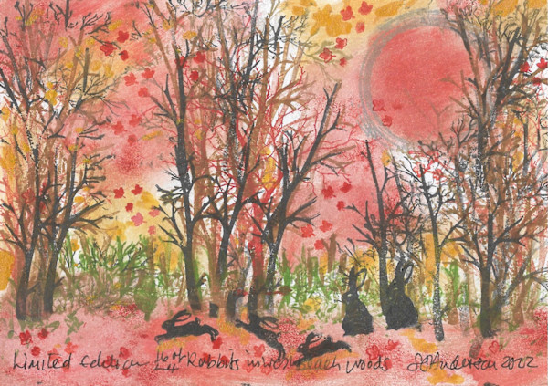 Rabbits at West Beach Woods 16/24 by Samantha Jane Anderson