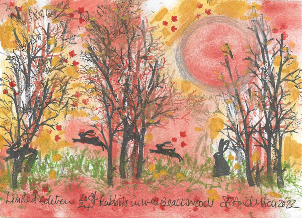Rabbits at West Beach Woods 20/24 by Samantha Jane Anderson