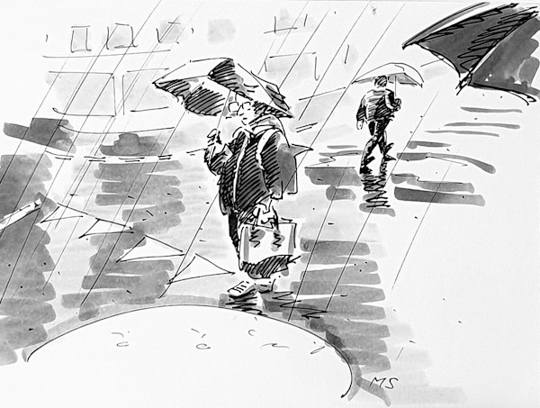 Zug, Regen auf dem Bundesplatz, 2023 by Martin Spillmann, Image 1.