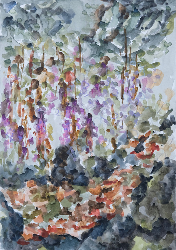 Study of the Purple Flowers by Lezanne Scott