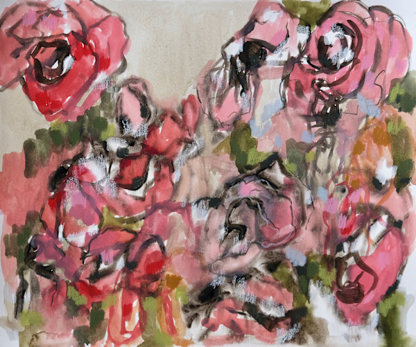 Roses Near the Cherry Trees by Lezanne Scott