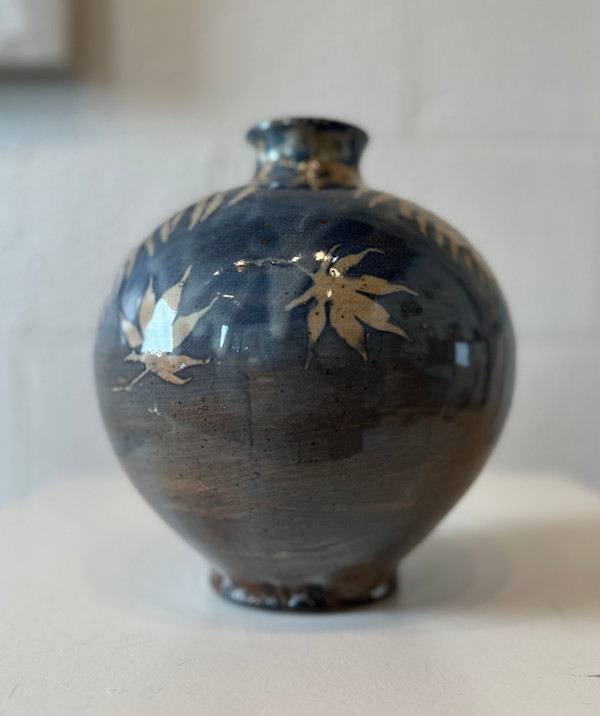 Medium spherical woodland vessel Blue by Cali Almy , Image 1.