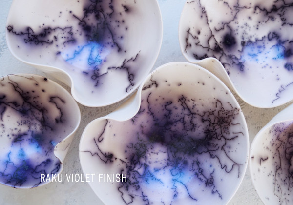 Raku wall sculpture, violet - single - SAMPLE