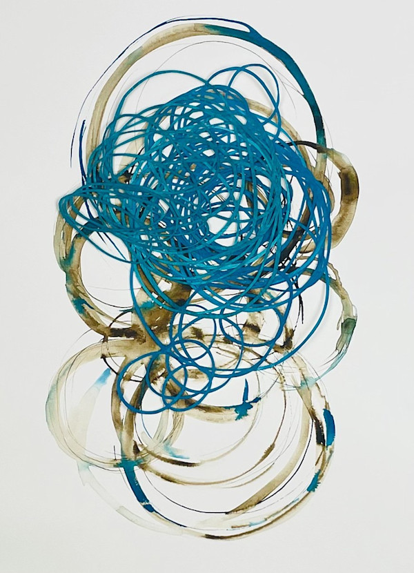 Cut circles over painted circles (Aqua & Brown)