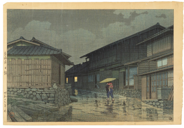 Tokaido Nissaka (Nissaka on the Tokaido Road) by Kawase Hasui, Image 1.