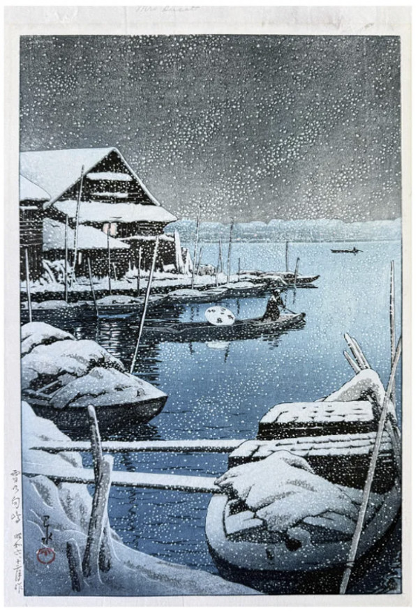 Snow at Mukojima by Kawase Hasui, Image 1.
