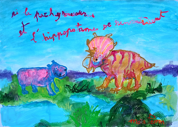 Si le pachyrhinomimus et l'hippopotamme se rencontraient by Maïa Perron, Image 1.
