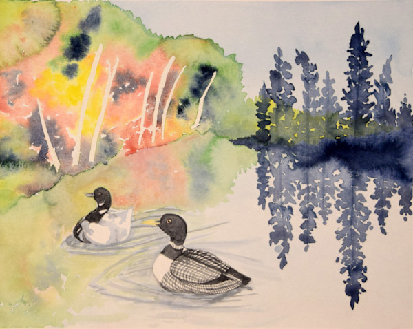 Loons on the Lake with Autumn Colors by Jessica Kronika, Image 3.