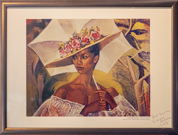 Girl with Parasol (Signed Print) 1 by Boscoe Holder