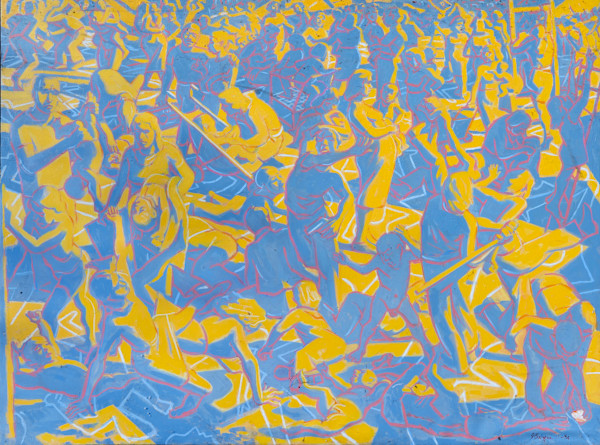 Blue and Yellow Figures with Shadows by James Burpee, Image 1.