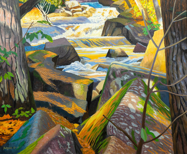 Rushing Stream Yellow Green Brown by James Burpee