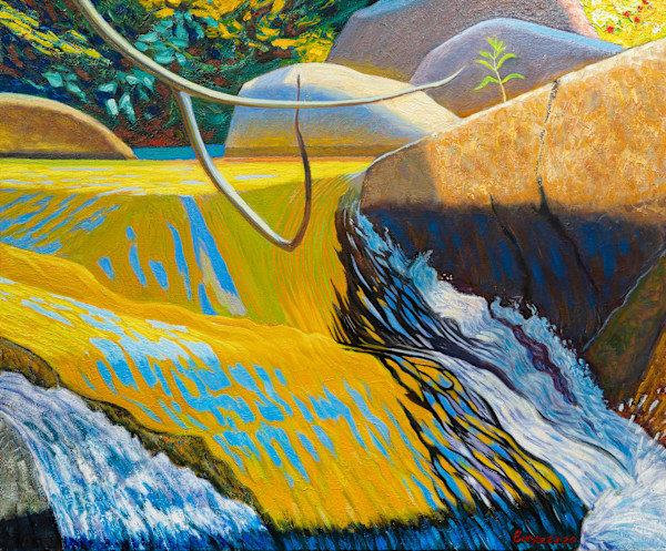 Stream Bright Yellow with Boulder by James Burpee, Image 1.