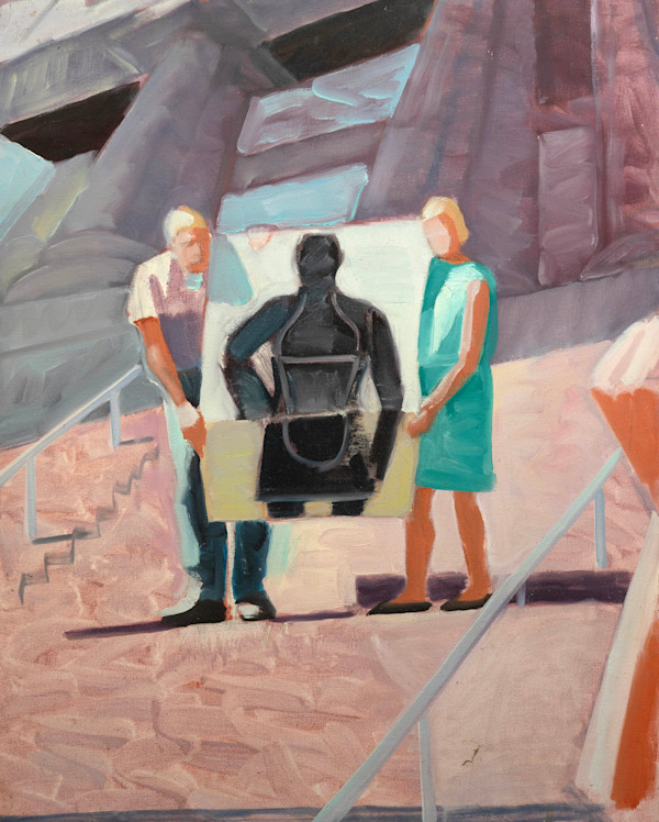 Two Figures and Pink Stairs by James Burpee