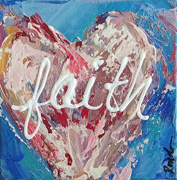 Faith white on blue by Ronda Richley