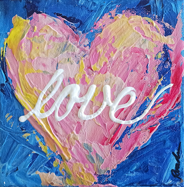 Love multi on blue by Ronda Richley