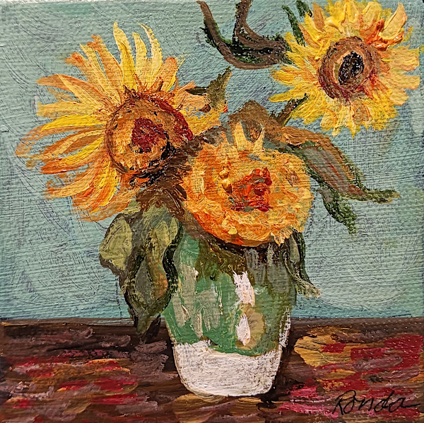 Mini Threesome of Sunflowers by Ronda Richley