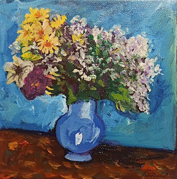 Mini Vase of Flowers by Ronda Richley