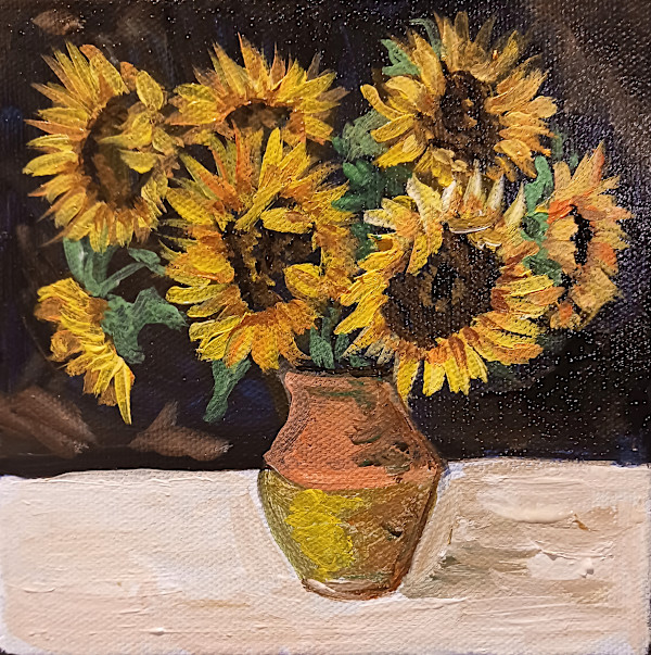 Mini Vase of Sunflowers by Ronda Richley