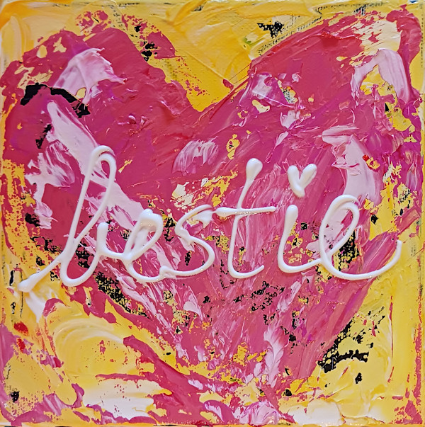 Bestie Pink on Yellow by Ronda Richley
