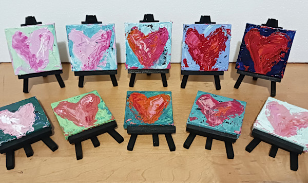 Tiny Hearts on Easels by Ronda Richley