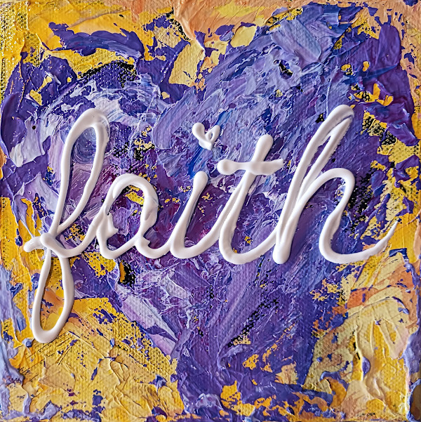 Faith purple on yellow by Ronda Richley