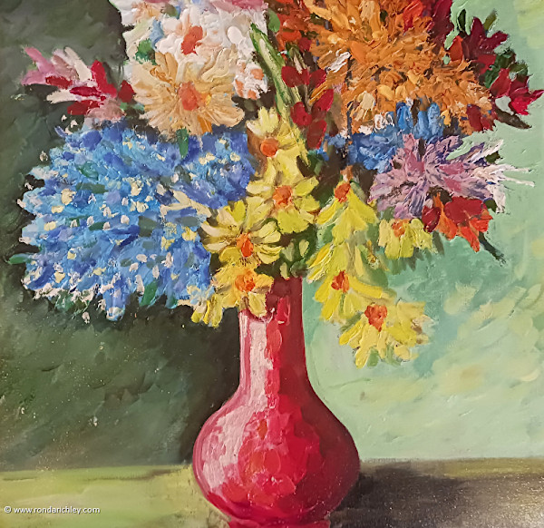Flowers in Red Vase by Ronda Richley
