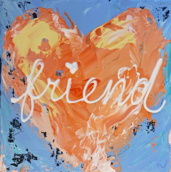 Friend orange on blue by Ronda Richley