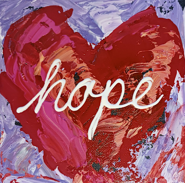 Hope red on purple by Ronda Richley