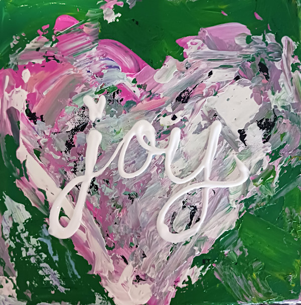 Joy pink on green by Ronda Richley