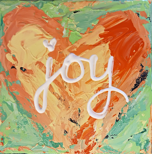Joy orange on green by Ronda Richley