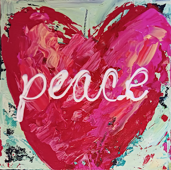 Peace pink on green by Ronda Richley