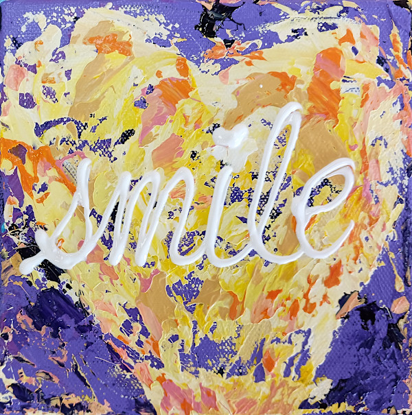 Smile yellow on purple by Ronda Richley