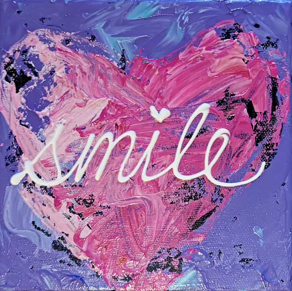 Smile pink on purple by Ronda Richley