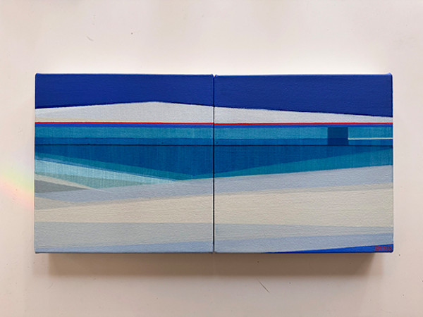 Between Two Forms– 10x20 Original Geometric Diptych Painting | Shilo Ratner by Shilo Ratner, Image 1.