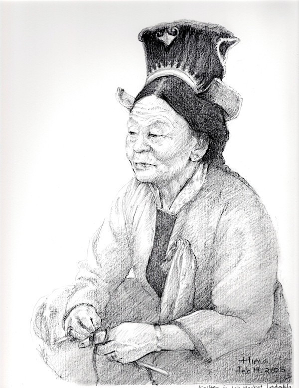 A Ladakhi Knitter by Hima  Jain, Image 1.