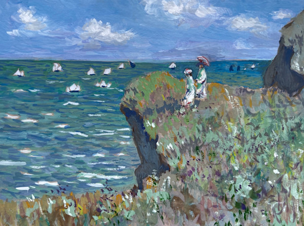 After Monet’s "The Cliff Walk at Pourville" 1882 by Susan Lynne Peters, Image 1.